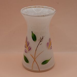 Vintage Bartlett Collins Floral Frosted Glass Vase